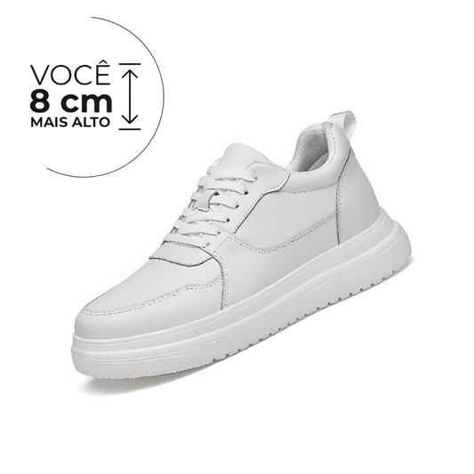 Tênis Casual Cometa - Aumenta Altura 8cm - Couro - Branco - Masculino